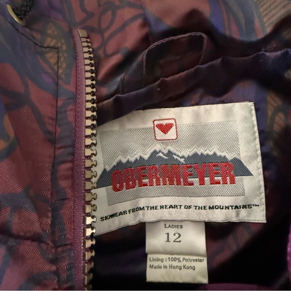 Vintage‎ 90's Obermyer Women's Ski Jacket Pink Red Floral Satin Windbreaker Coat - Picture 5 of 7